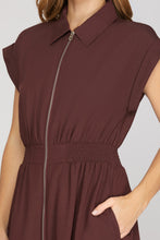 Load image into Gallery viewer, Wine Zip Midi Dress

