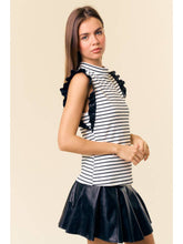 Load image into Gallery viewer, B+W Leather Ruffle Tank
