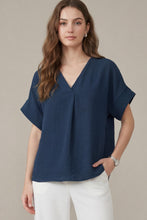 Load image into Gallery viewer, Navy V-Neck Top
