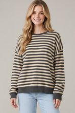 Load image into Gallery viewer, Charcoal Stripe L/S Top
