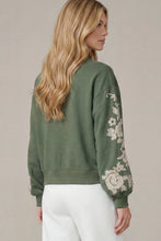 Load image into Gallery viewer, Olive Embroidered Scuba Pullover
