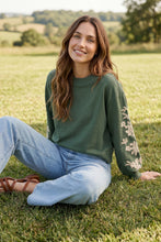 Load image into Gallery viewer, Olive Embroidered Scuba Pullover
