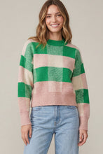 Load image into Gallery viewer, Green + Pink Plaid Sweater
