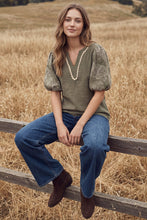 Load image into Gallery viewer, Olive Floral Sleeve Top
