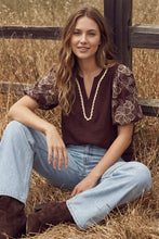 Load image into Gallery viewer, Wine Floral Sleeve Top
