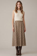 Load image into Gallery viewer, Brown Gingham Check Skirt
