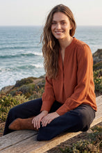 Load image into Gallery viewer, Rust Split Neck Blouse
