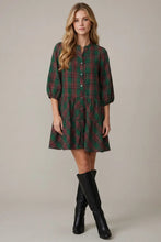 Load image into Gallery viewer, Green Plaid Mini Dress
