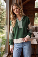 Load image into Gallery viewer, Sea Green Stripe Panel Hoodie
