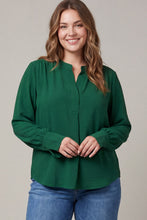 Load image into Gallery viewer, Green Split Neck Blouse - Plus
