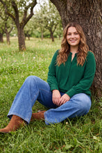 Load image into Gallery viewer, Green Split Neck Blouse - Plus
