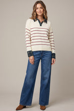 Load image into Gallery viewer, Red Stripe Plaid Trim Sweater
