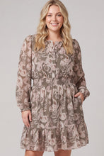 Load image into Gallery viewer, Olive Paisley Smocked Dress - Plus
