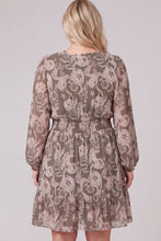 Load image into Gallery viewer, Olive Paisley Smocked Dress - Plus
