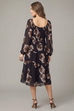 Load image into Gallery viewer, Black Chiffon Floral Midi Dress
