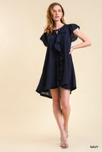 Load image into Gallery viewer, Umgee Navy Pleated Ruffle Dress
