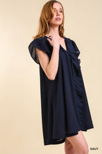 Load image into Gallery viewer, Umgee Navy Pleated Ruffle Dress
