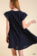 Load image into Gallery viewer, Umgee Navy Pleated Ruffle Dress
