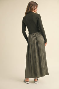 Olive Combo Sweater Dress Maxi