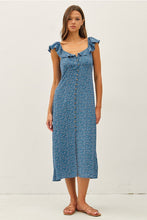 Load image into Gallery viewer, Blue Daisy Corset Back Dress
