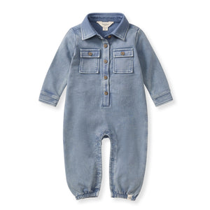 Blue Washed Romper - Baby