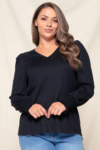 Load image into Gallery viewer, Black Puff Sleeve Top - Plus
