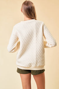 Cream Quilted Pullover