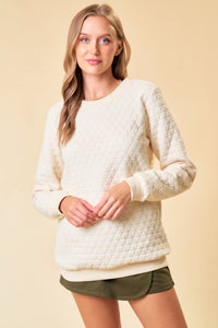 Cream Quilted Pullover