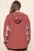 Load image into Gallery viewer, Rust Plaid Planel Hoodie - Plus
