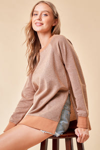 Toffee Zip Side Pullover