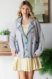 Grey Layered Denim Cardi