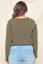 Load image into Gallery viewer, Olive V-Neck Top - Plus
