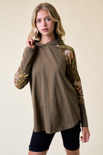 Load image into Gallery viewer, Olive Floral Panel Hoodie

