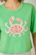 Load image into Gallery viewer, Mystree Green Emboidered Crab Top
