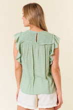 Load image into Gallery viewer, Sage Cutout Smocked Top

