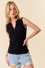Load image into Gallery viewer, Black Zip Textured Tank
