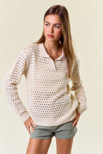 Load image into Gallery viewer, Natural Open Knit Collared Sweater
