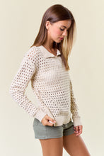 Load image into Gallery viewer, Natural Open Knit Collared Sweater
