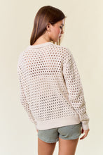 Load image into Gallery viewer, Natural Open Knit Collared Sweater
