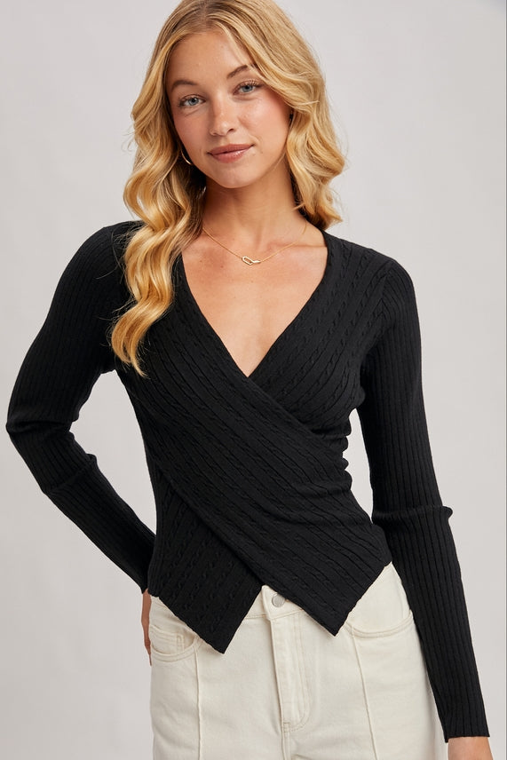 Black Wrap Sweater