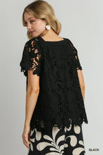 Load image into Gallery viewer, Umgee Black Square Neck Lace Top
