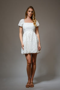 White Floral Jacquard Dress