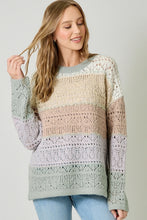 Load image into Gallery viewer, Pastel Blocked Pointelle Sweater
