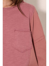 Load image into Gallery viewer, Mauve Mixed Fabric L/S Top
