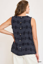 Load image into Gallery viewer, Umgee Navy Dotted Button Back Tank
