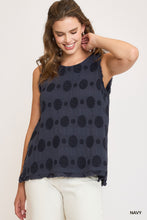 Load image into Gallery viewer, Umgee Navy Dotted Button Back Tank
