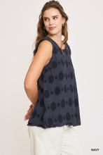 Load image into Gallery viewer, Umgee Navy Dotted Button Back Tank
