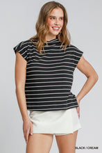 Load image into Gallery viewer, Umgee B+W Mock Neck Stripe Top
