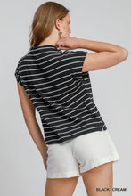 Load image into Gallery viewer, Umgee B+W Mock Neck Stripe Top
