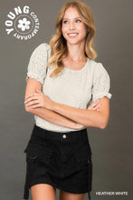 Load image into Gallery viewer, Umgee Heather Grey Eyelet Sleeve Top
